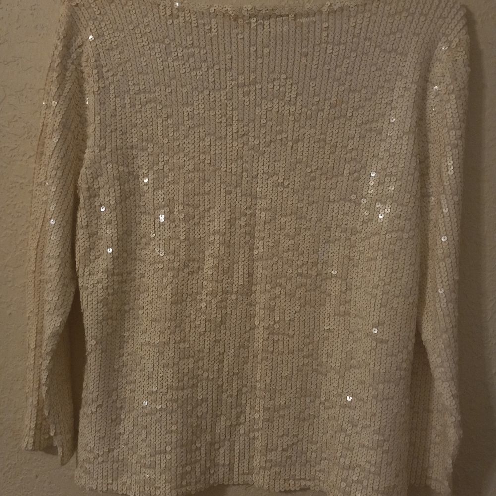 Oscar De LA Renta White Sequenced Sweater - Picture 4 of 5